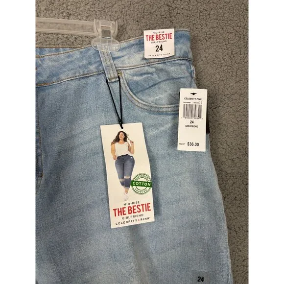 Celebrity Pink Trendy Plus Size Distressed Girlfriend Jeans Size 24 Blue NWT's - Picture 3 of 7